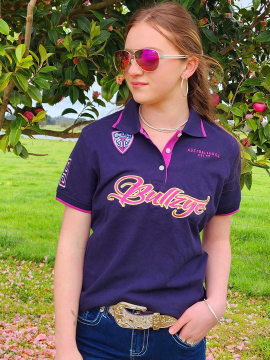 Bullzye Belle Navy Polo Cotton Top