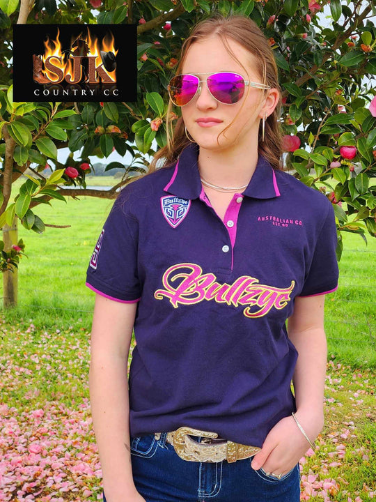 Bullzye Belle Navy Polo Cotton Top