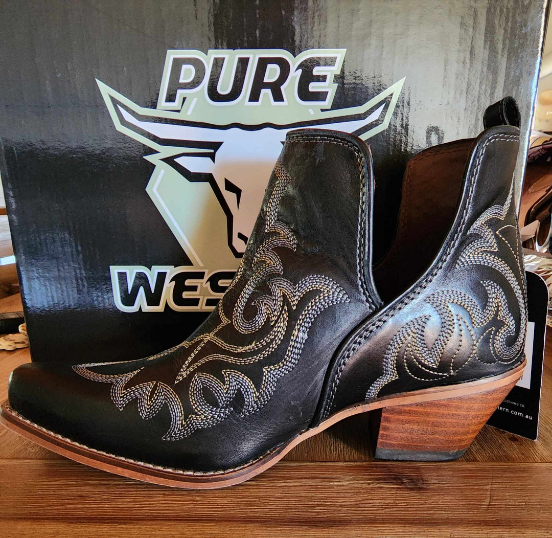 Bootie - Pure Western Genuine Leather Slip on Boots Bodie