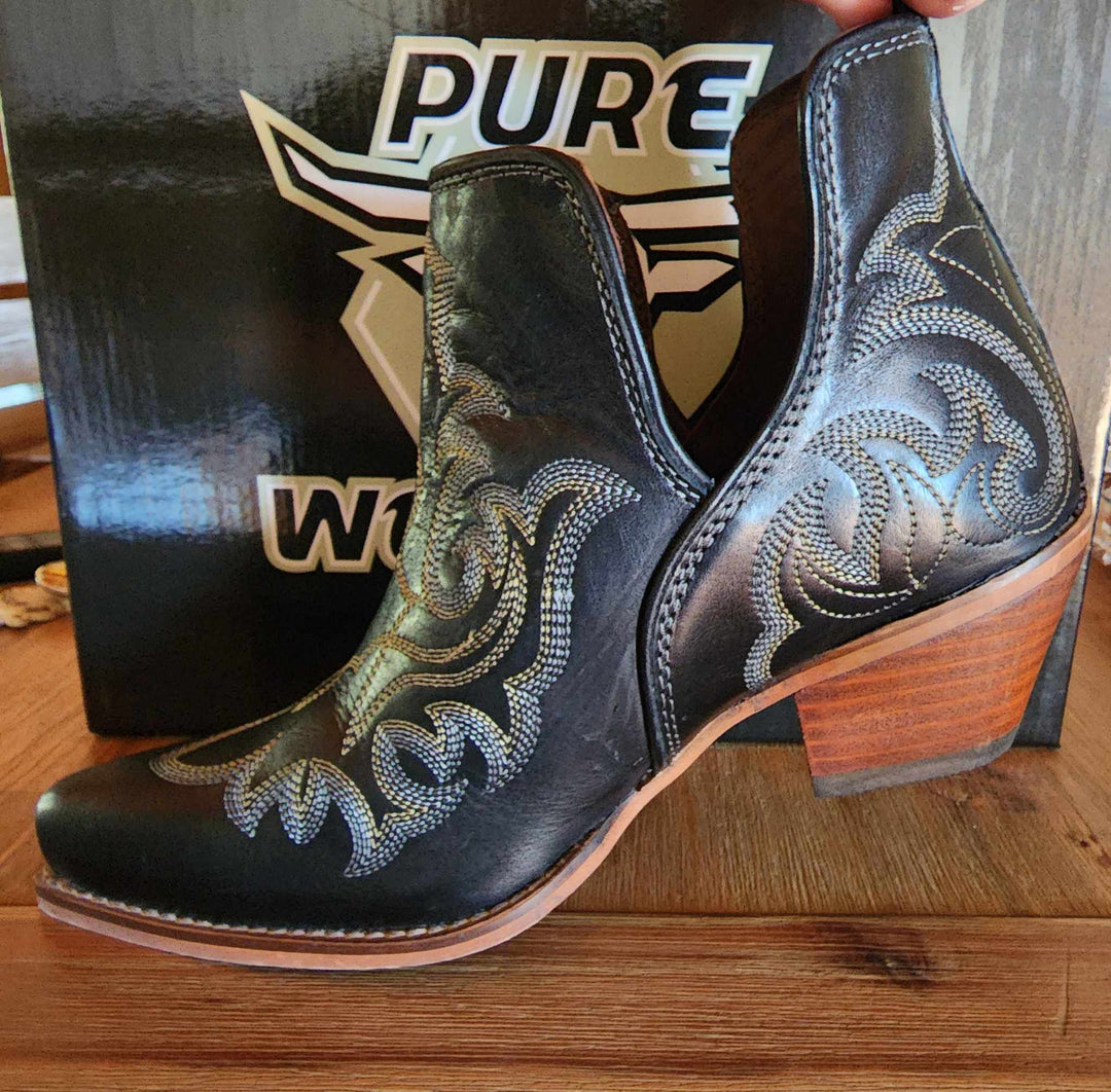 Bootie - Pure Western Genuine Leather Slip on Boots Bodie