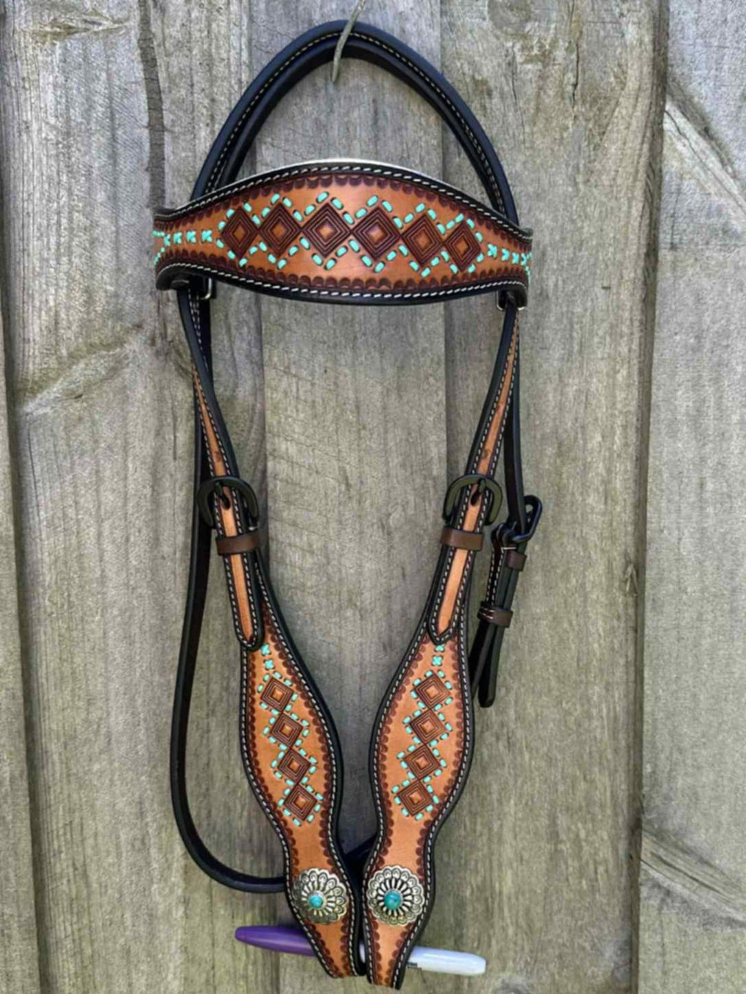 Western Bridle Browband Diamond Tooled Sierra