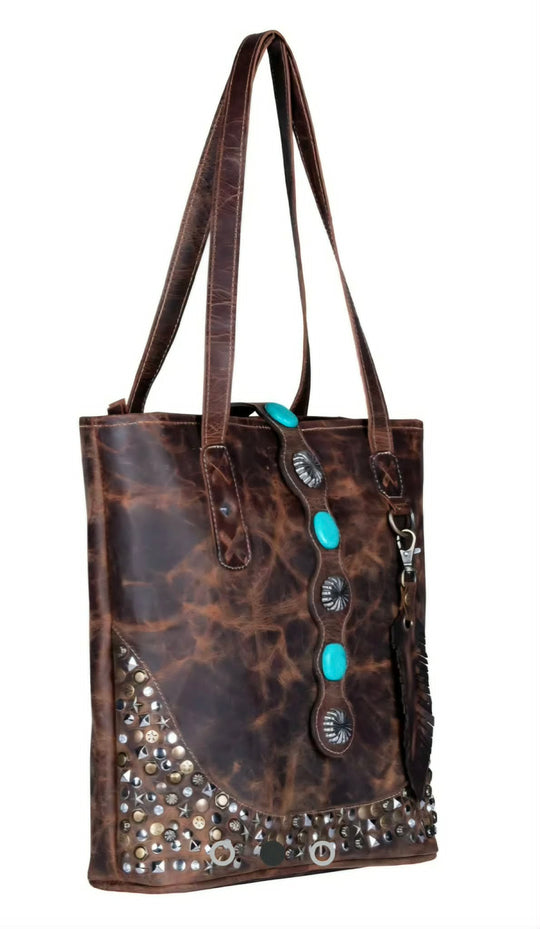 Western Leather Tote Handbag