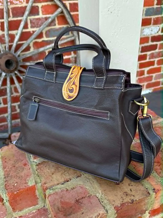 Western Leather  Tote/ Crossbody Handbag