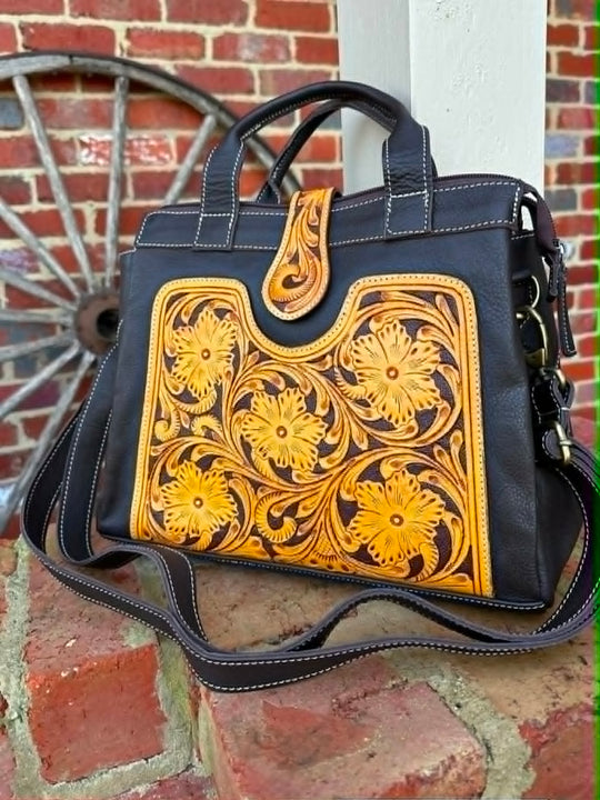 Western Leather  Tote/ Crossbody Handbag