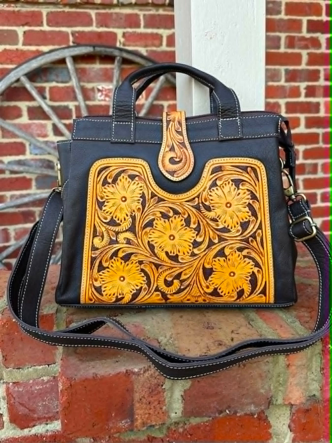 Western Leather  Tote/ Crossbody Handbag