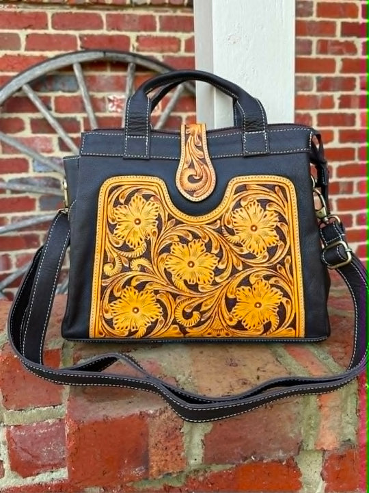 Western Leather  Tote/ Crossbody Handbag
