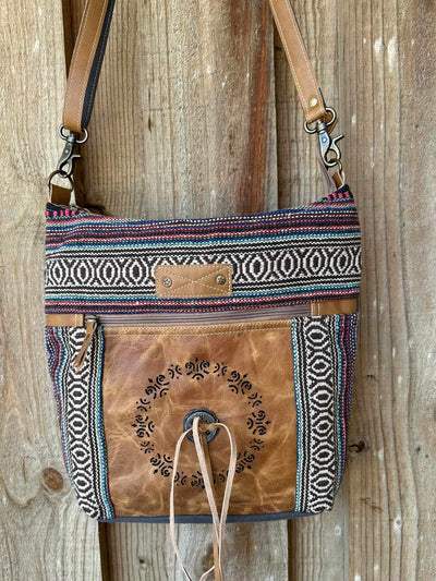 Western Leather & Canvas Crossbody Bag