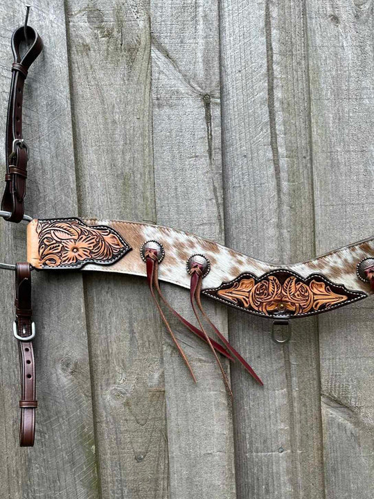 Tripping- Floral tooled Breastcollar w Cowhide Breastplate