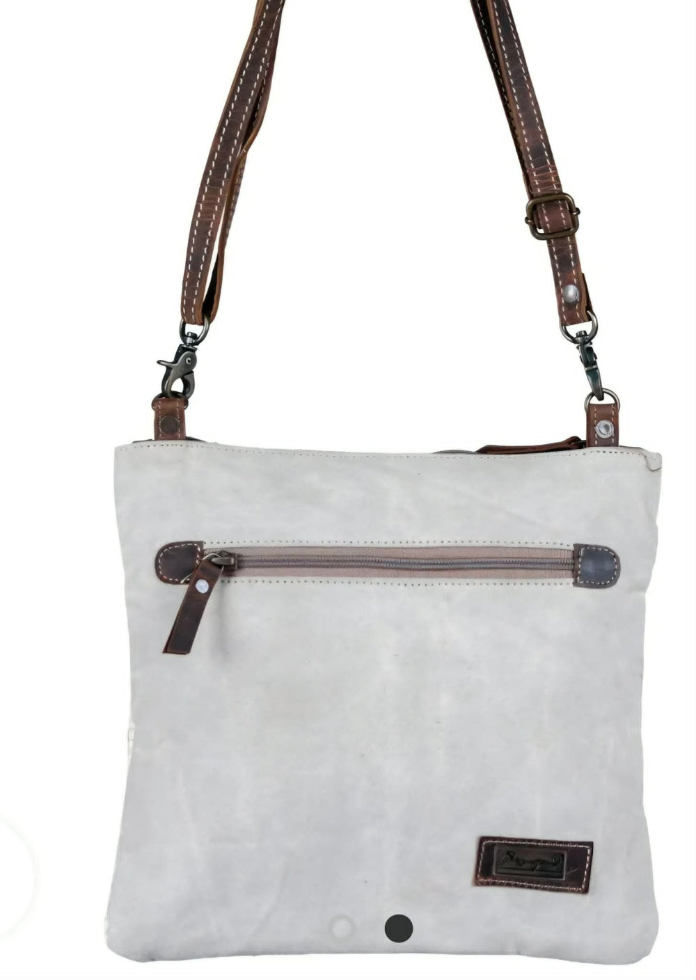 Western Leather Boot Stitch Canvas Crossbody Handbag