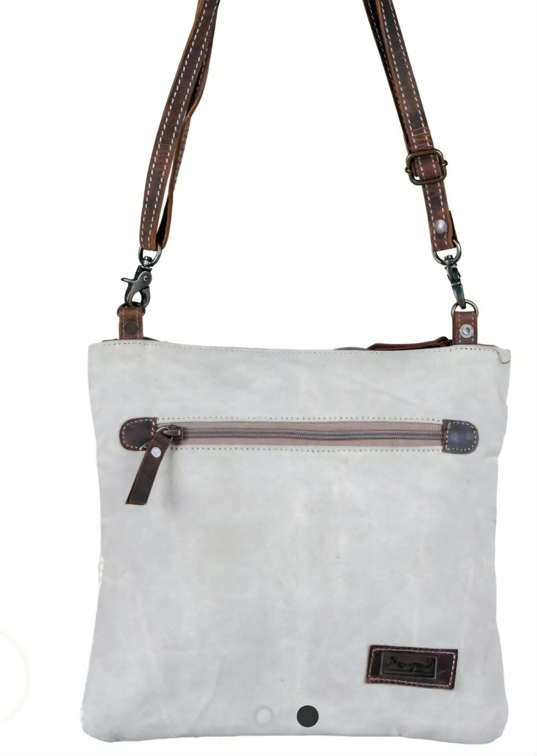 Western Leather Boot Stitch Canvas Crossbody Handbag