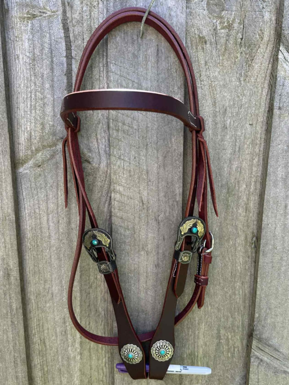 Western Bridle Browband Headstall Harness Leather Pretty Buckles