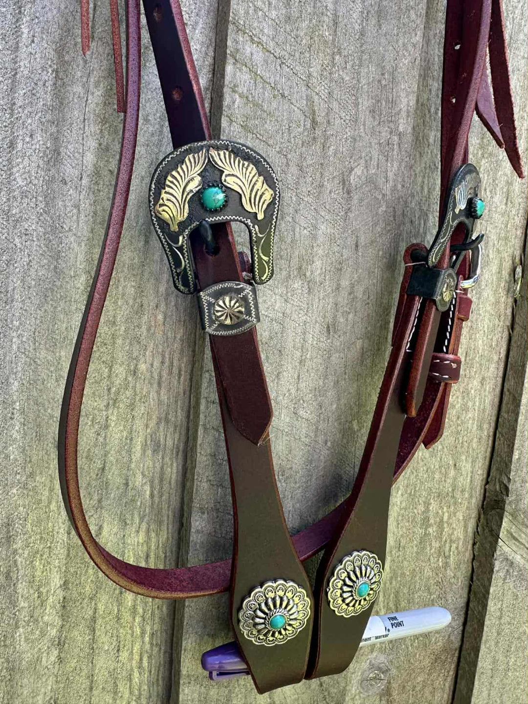 Western Bridle Browband Headstall Harness Leather Pretty Buckles