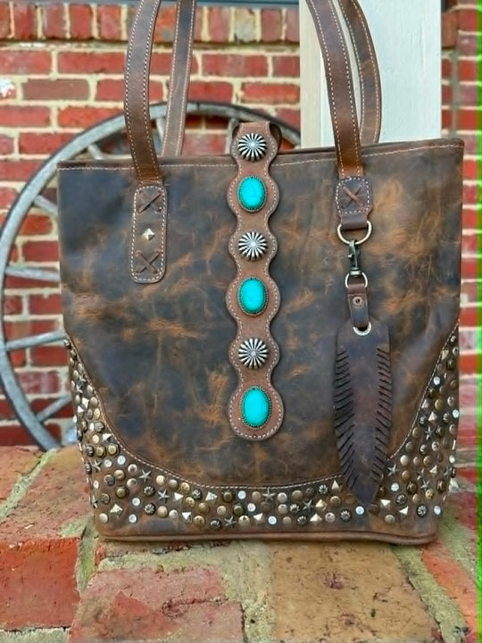 Western Leather Tote Handbag