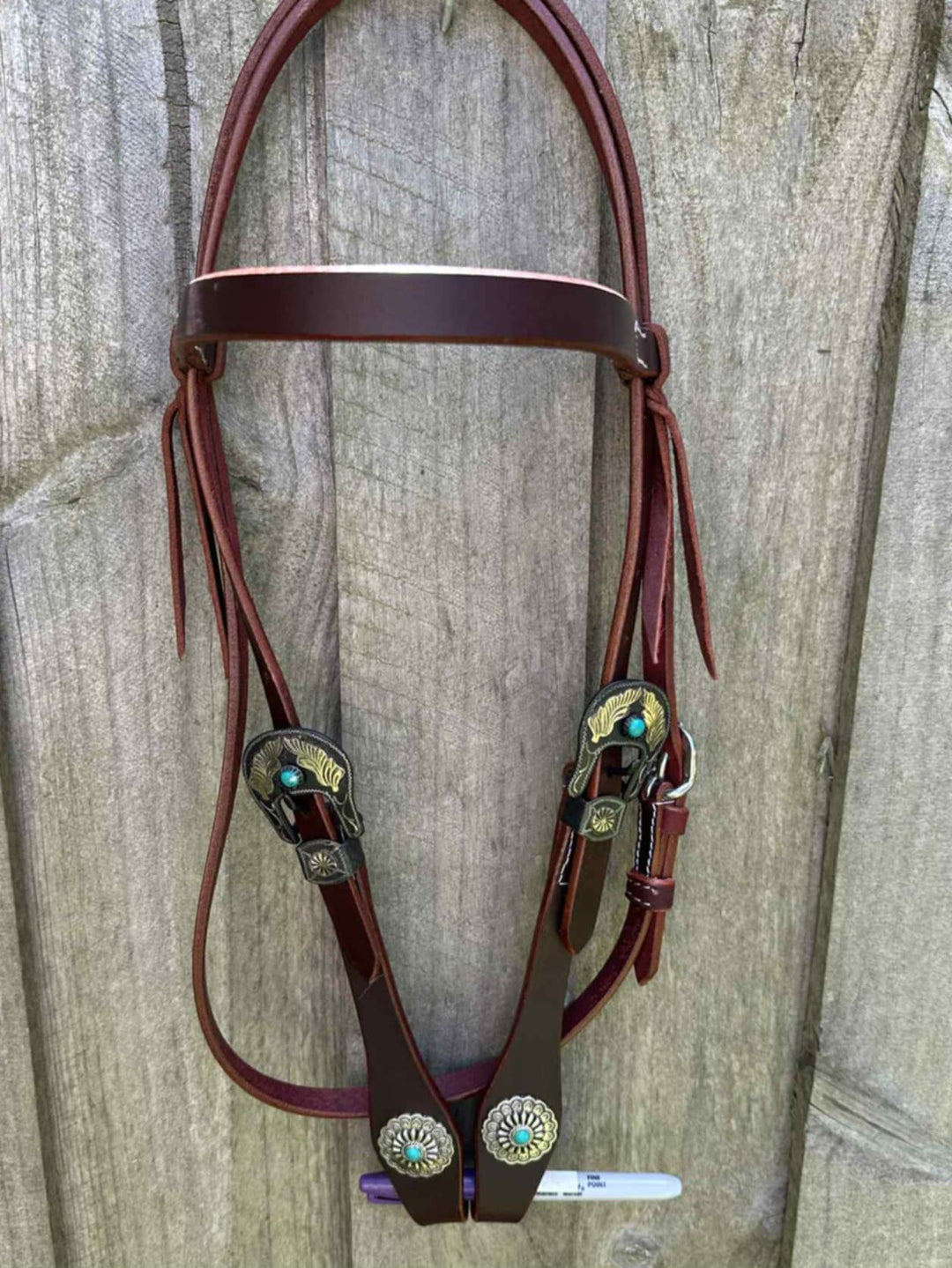 Western Bridle Browband Headstall Harness Leather Pretty Buckles