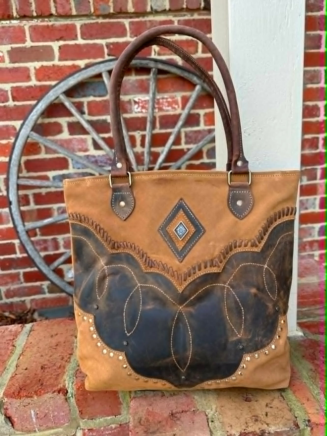 Western Leather Tote Handbag