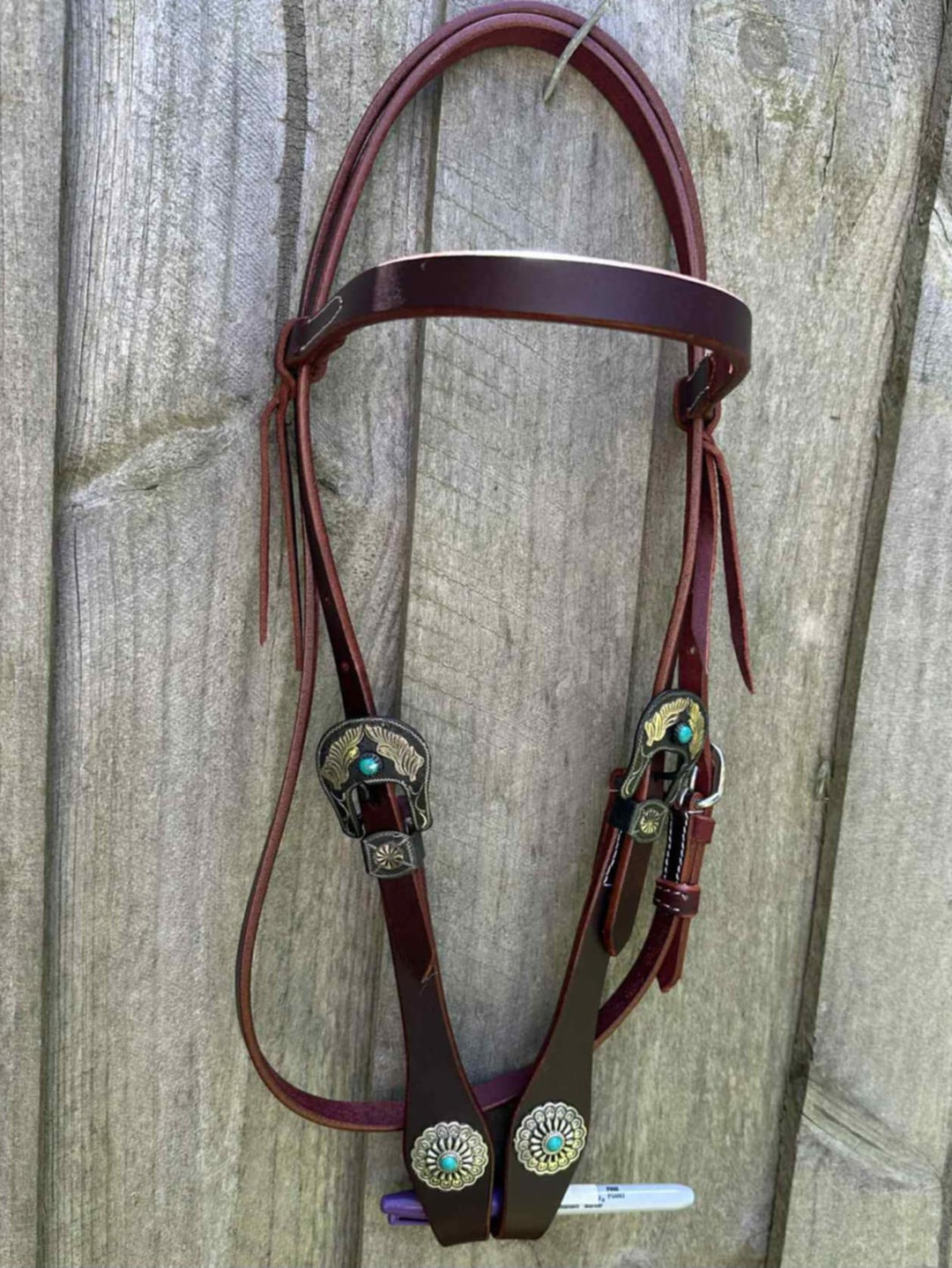 Western Bridle Browband Headstall Harness Leather Pretty Buckles
