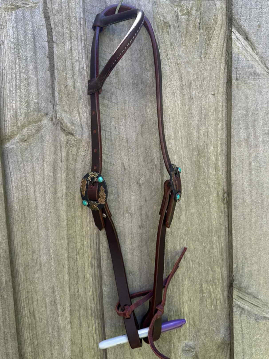 Western Bridle One Ear leather headstall with Fancy Buckle