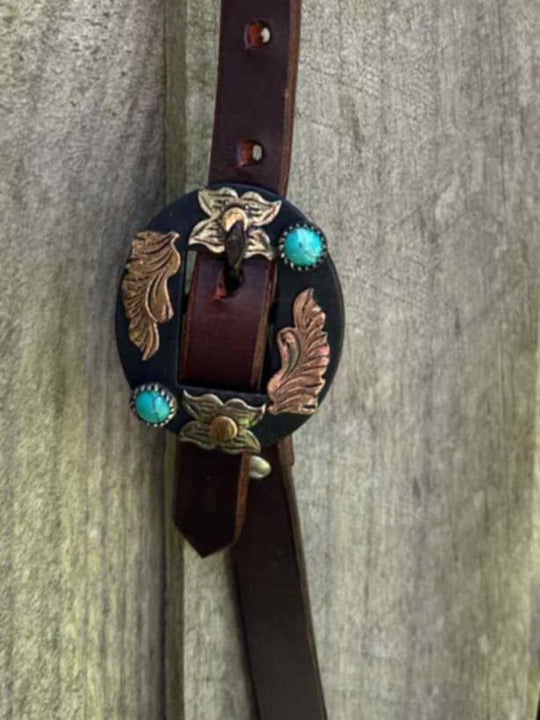 Western Bridle One Ear leather headstall with Fancy Buckle