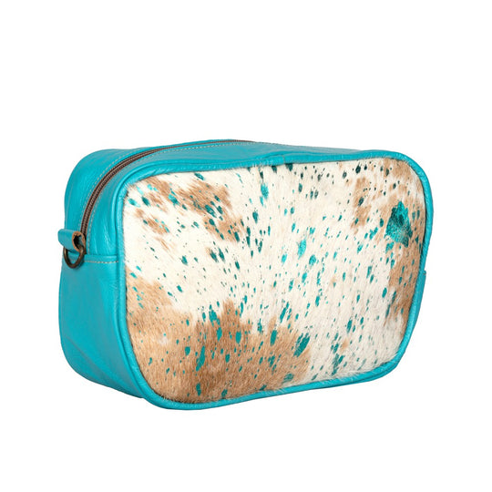 Toiletry Bag - Genuine Hair on Hide and Leather Cosmetic Case