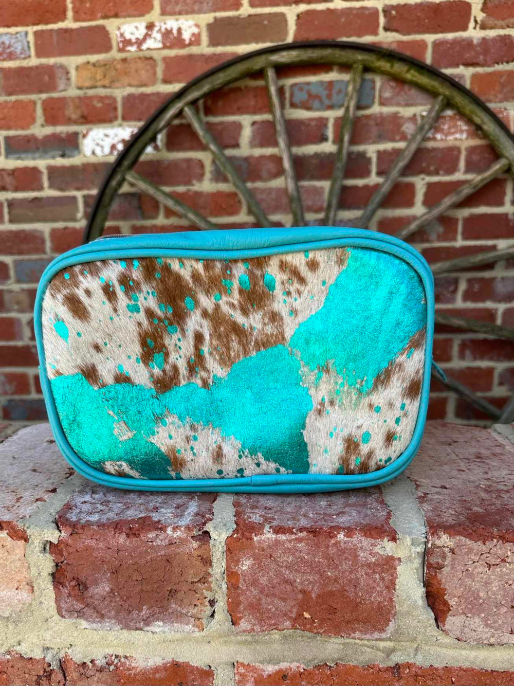 Toiletry Bag - Genuine Hair on Hide and Leather Cosmetic Case