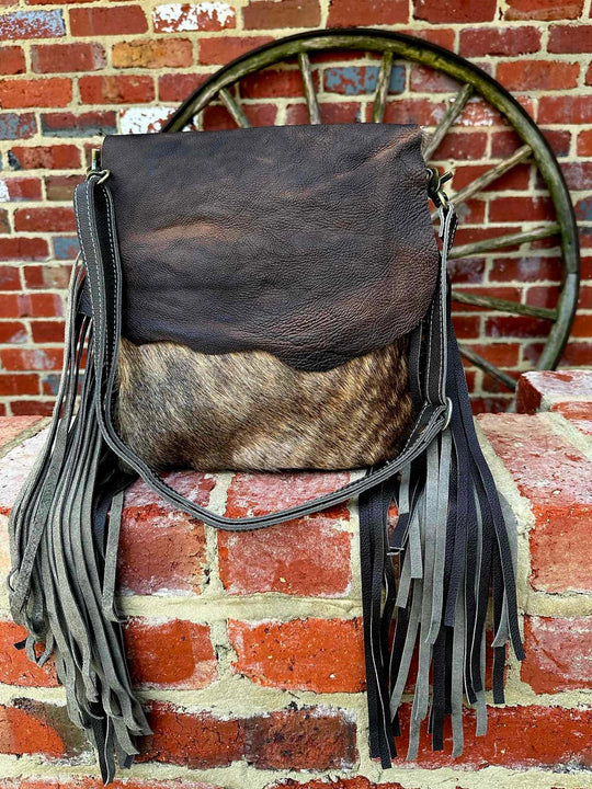 Western Hide & Leather Brindle Crossbody