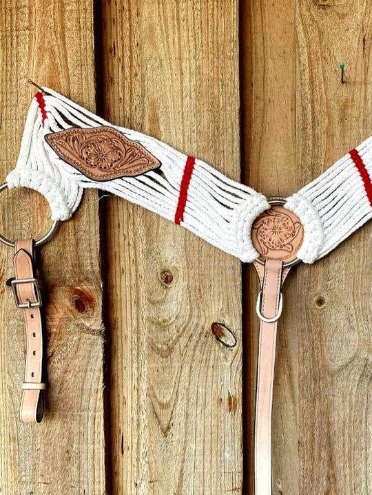 Breastcollar - String Style with Tooled Leather Detail Full Size