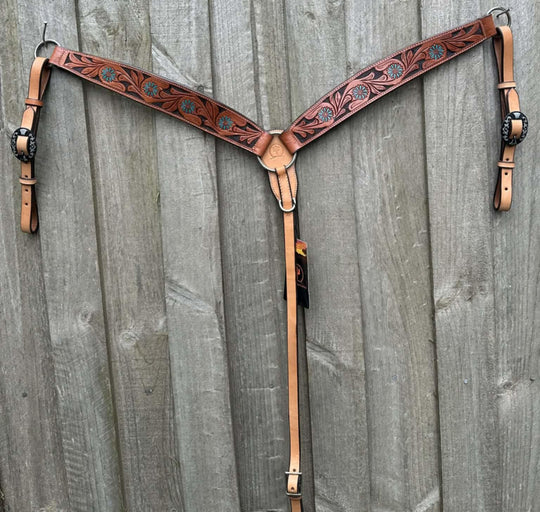 Breastcollar - Breastplate Tooled Floral Contour