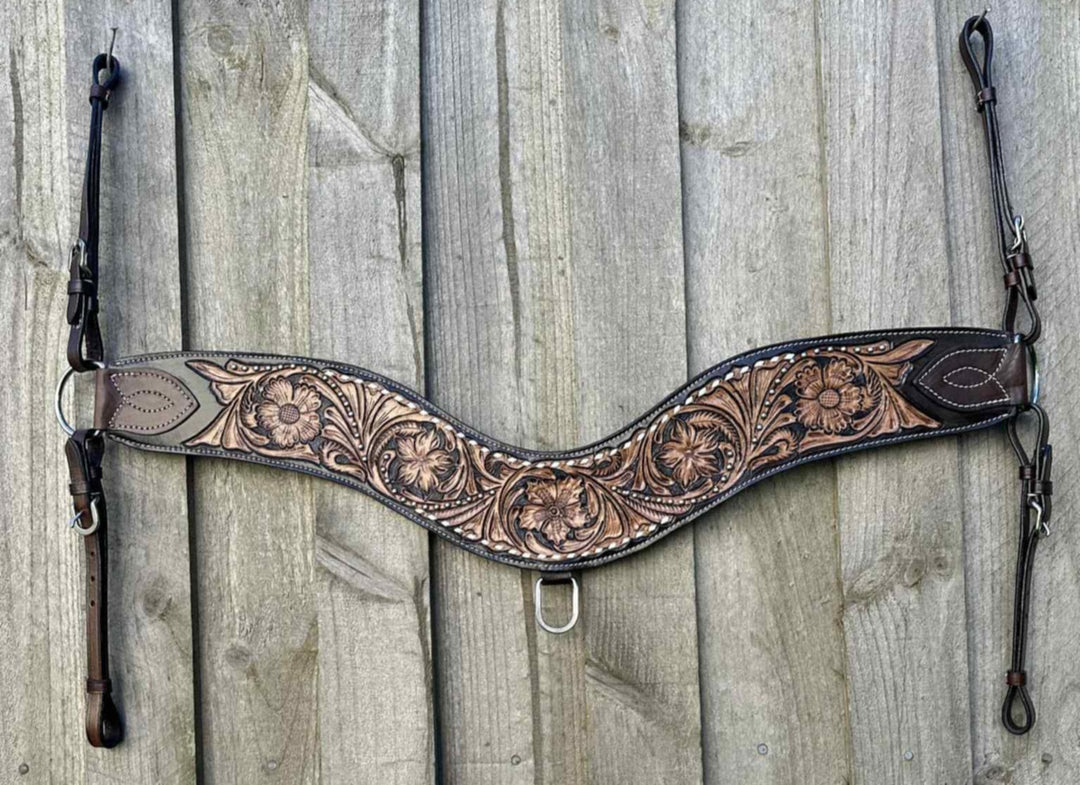 Tripping- Floral tooled Breastcollar Breastplate