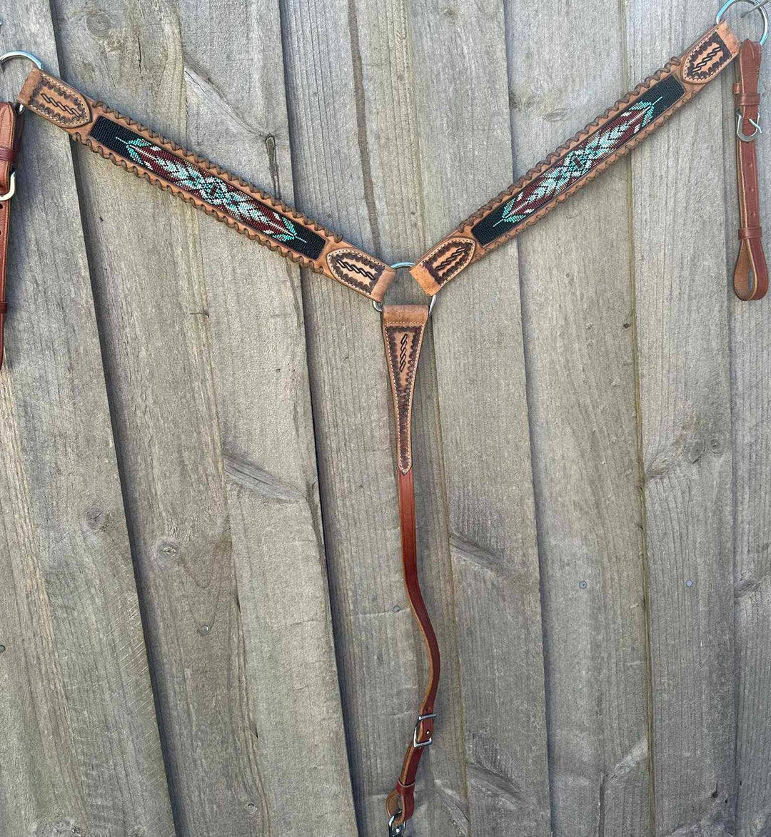 Western Tack Set - Bridle and Breastcollar Beaded Inlay