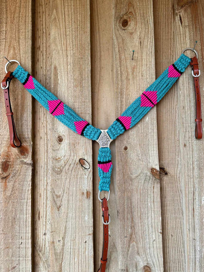 Western Tack Set - Mohair One Ear Bridle and Matching Breastplate