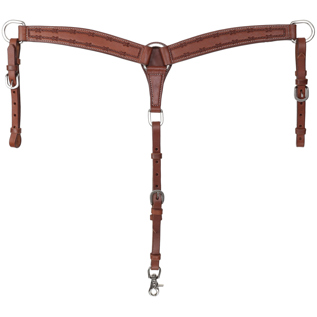 Breastplate - Breastcollar Pomy Size Leather with Barbwire tooling
