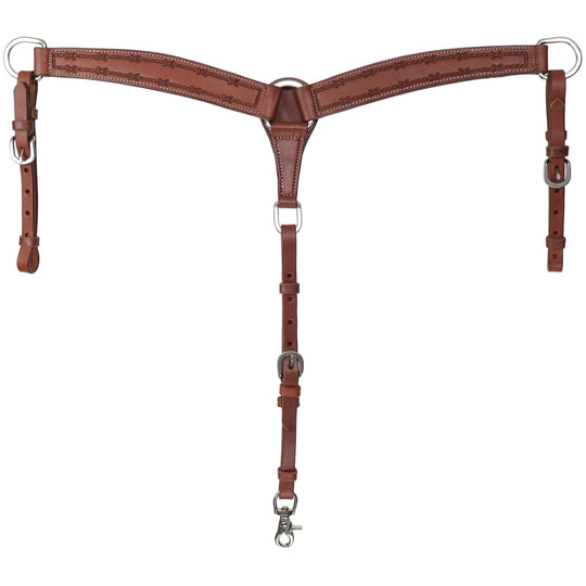Breastplate - Breastcollar Pomy Size Leather with Barbwire tooling