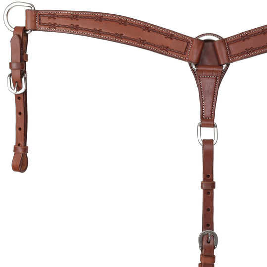 Breastplate - Breastcollar Pomy Size Leather with Barbwire tooling