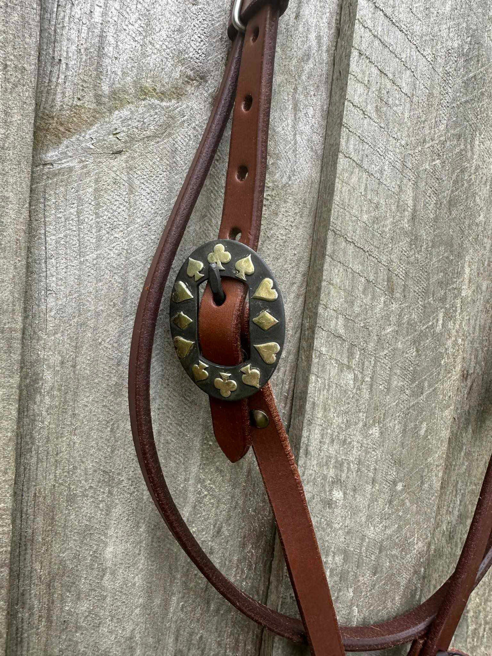 Western Bridle Leather Browband Headstall Fancy Buckle
