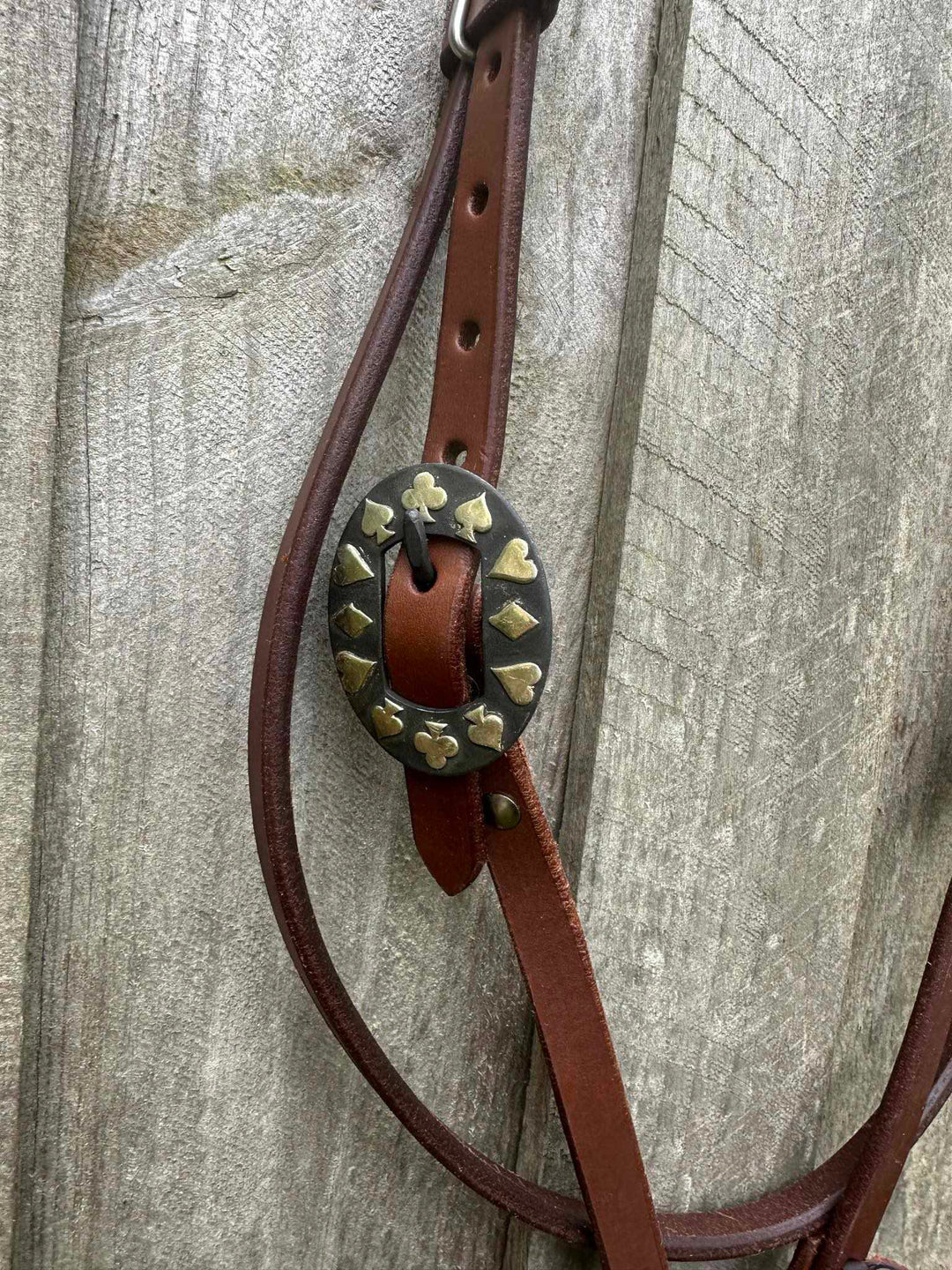 Western Bridle Leather Browband Headstall Fancy Buckle