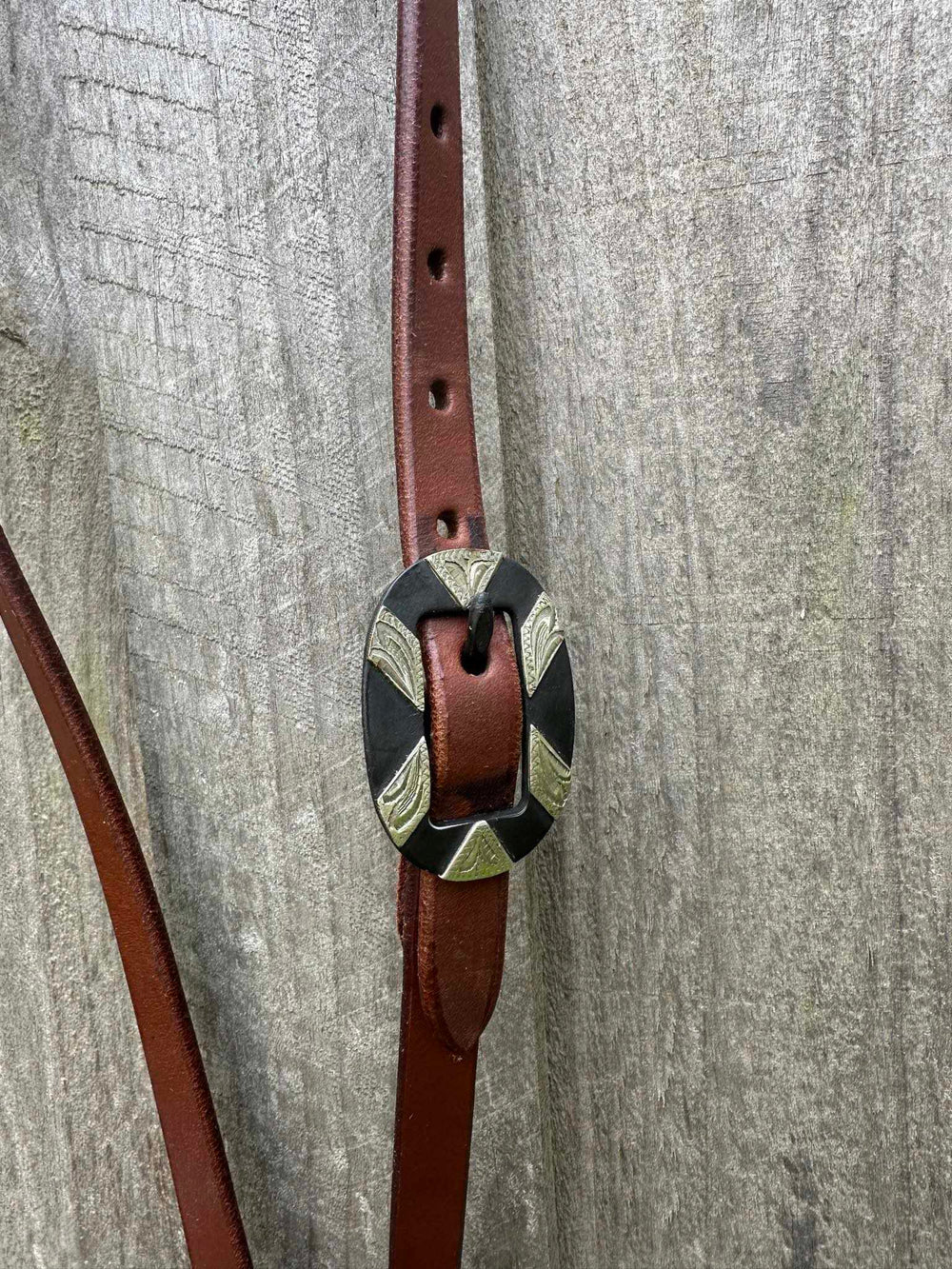Western Bridle One Ear leather headstall with Fancy Buckle