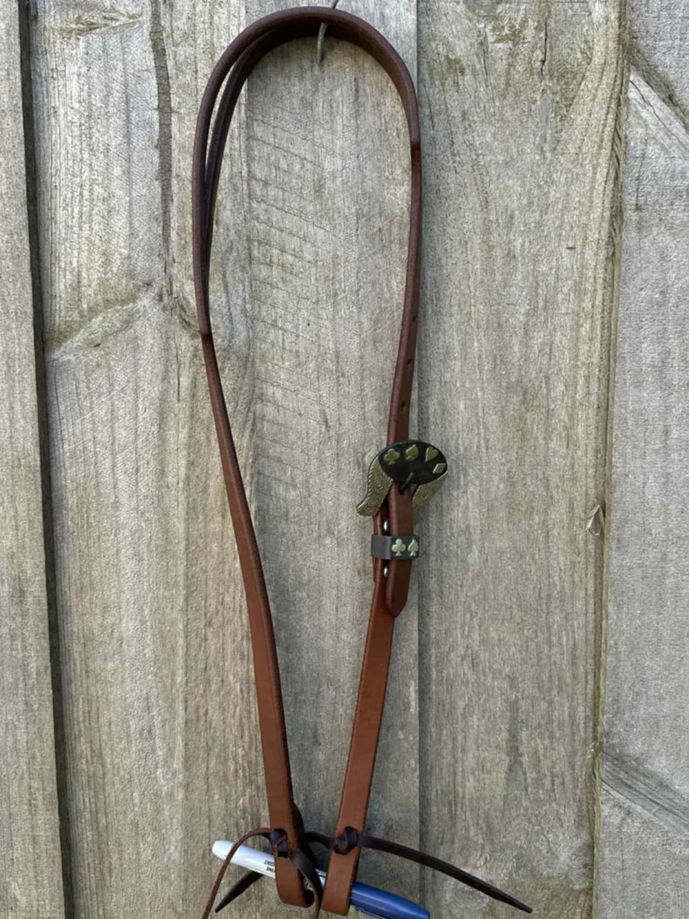 Western Bridle One Slit Ear leather headstall with Fancy Buckle