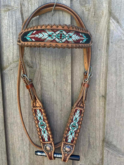 Western Tack Set - Bridle and Breastcollar Beaded Inlay