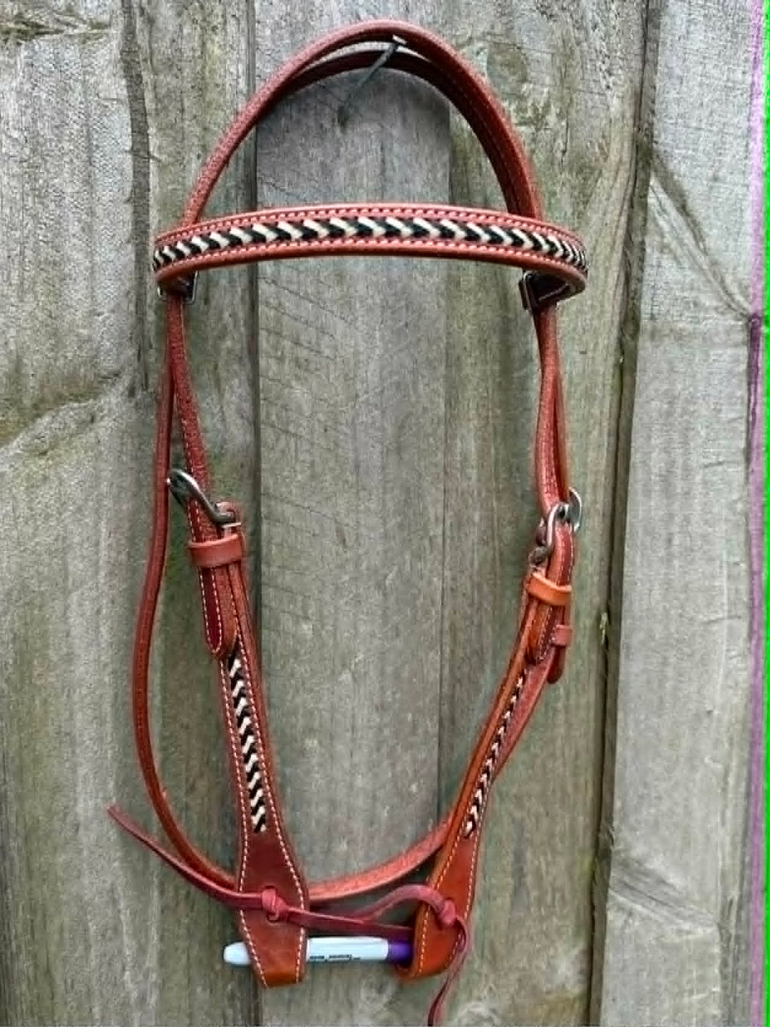 Western Bridle  Browband Rawhide Detail