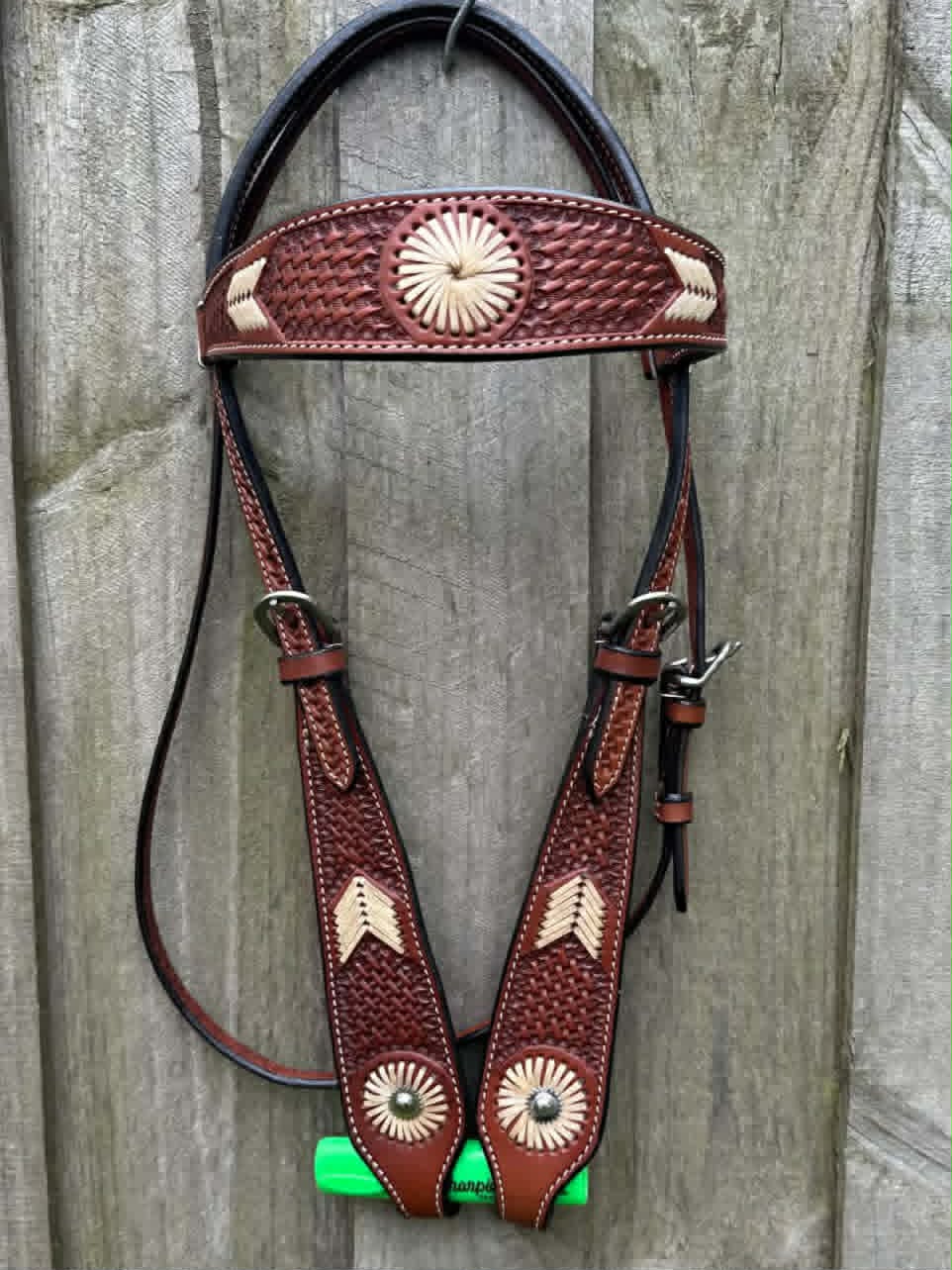 Western Bridle  Browband Rawhide Detail