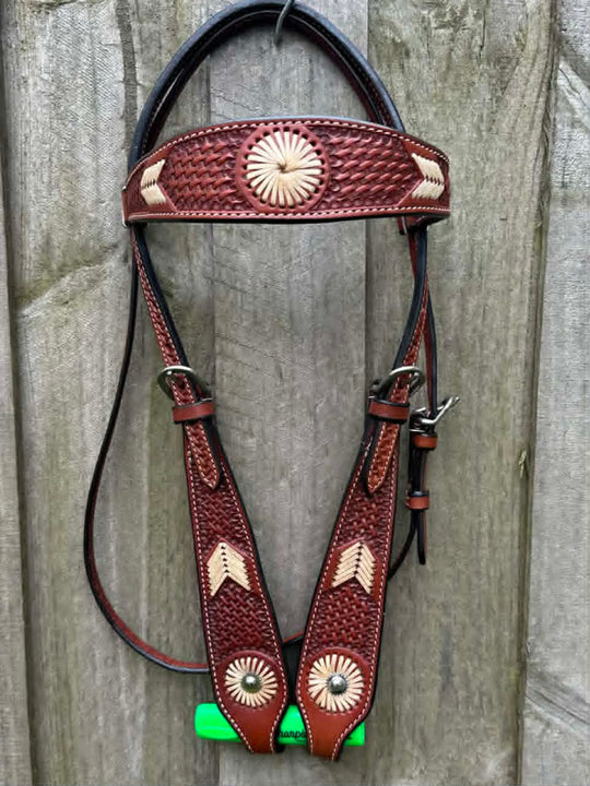Western Bridle  Browband Rawhide Detail