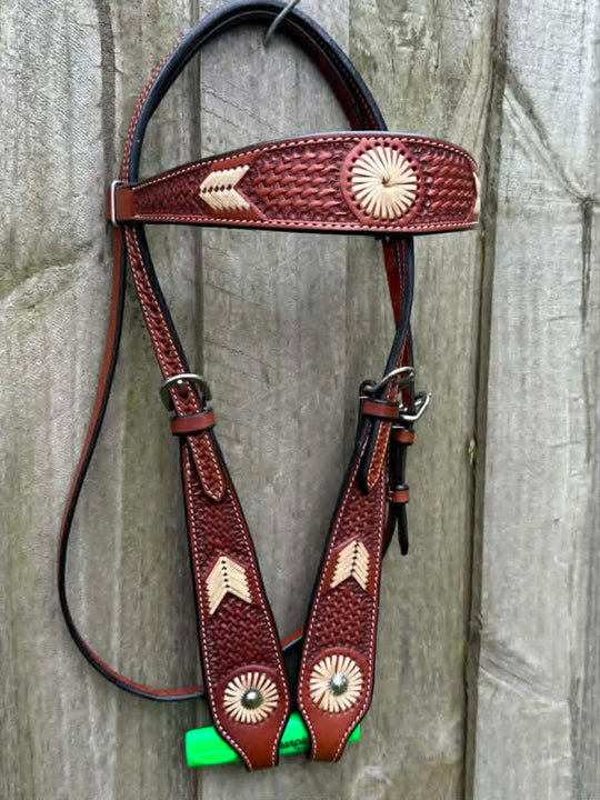 Western Bridle  Browband Rawhide Detail