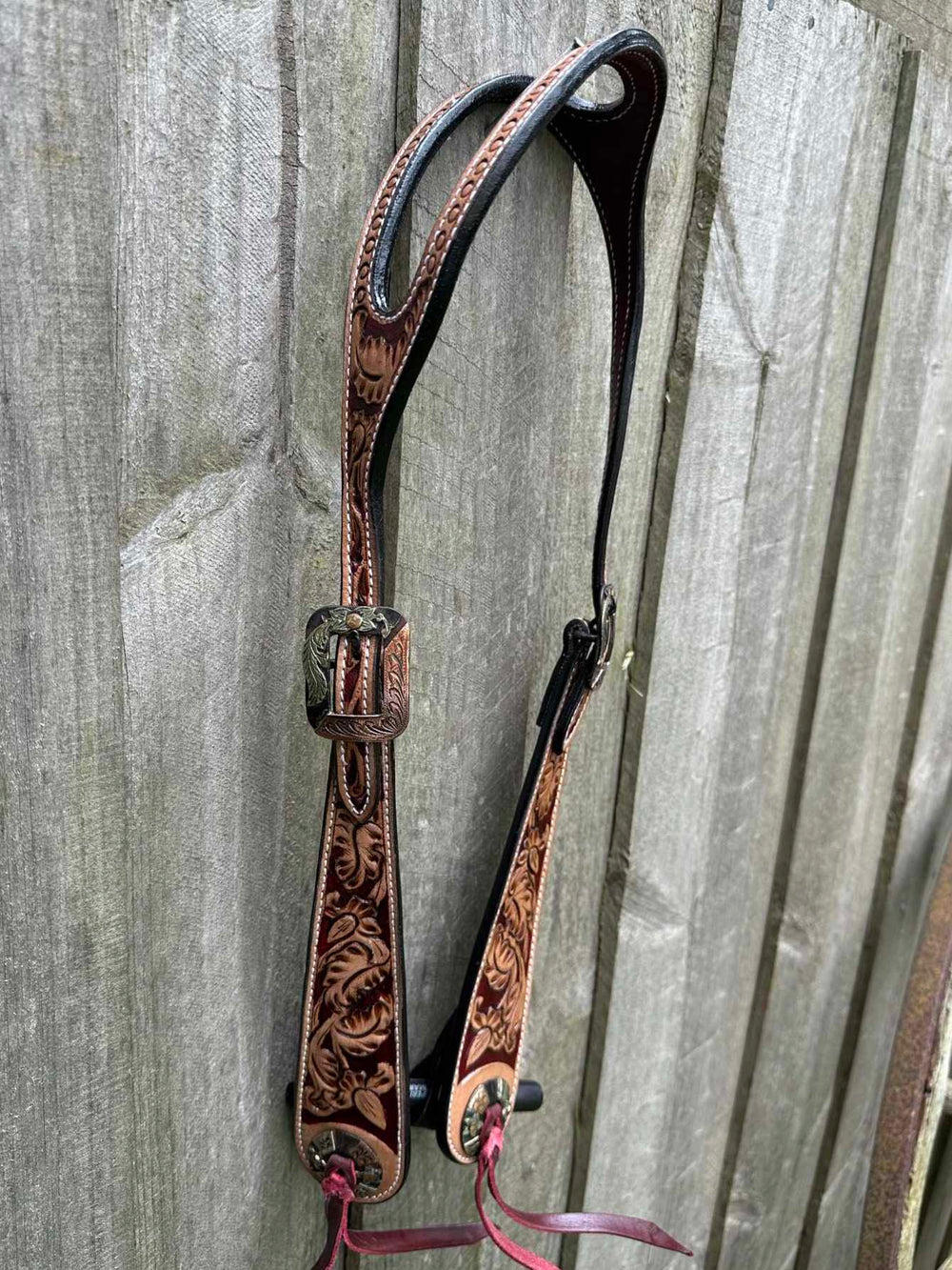 Western Bridle One Ear Tooled Leather  Show Bridle/ Headstall