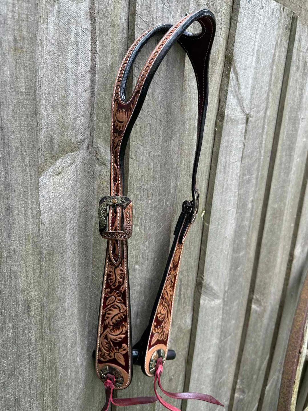 Western Bridle One Ear Tooled Leather  Show Bridle/ Headstall