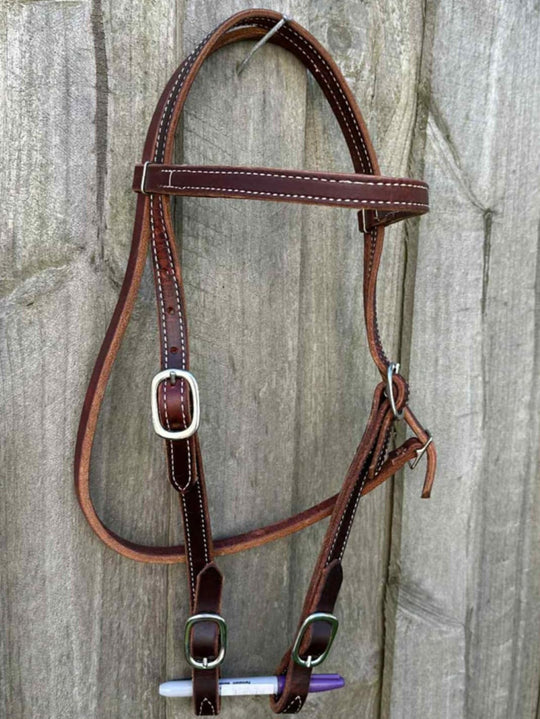 Western Bridle Browband Harness Leather Work Headstall Quick Buckle Ends