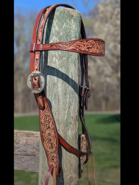 Western Bridle Headstall  Cedar Blossom Browband Headstall