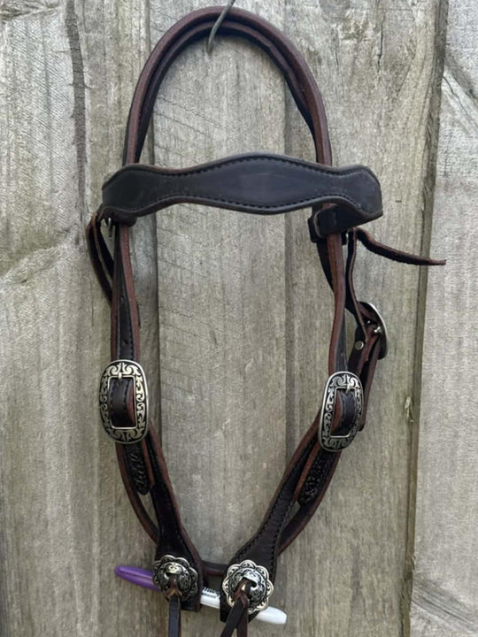 Western Bridle Show Browband High Quality Oiled Leather USA Made COB