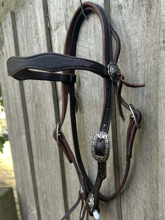 Western Bridle Show Browband High Quality Oiled Leather USA Made COB