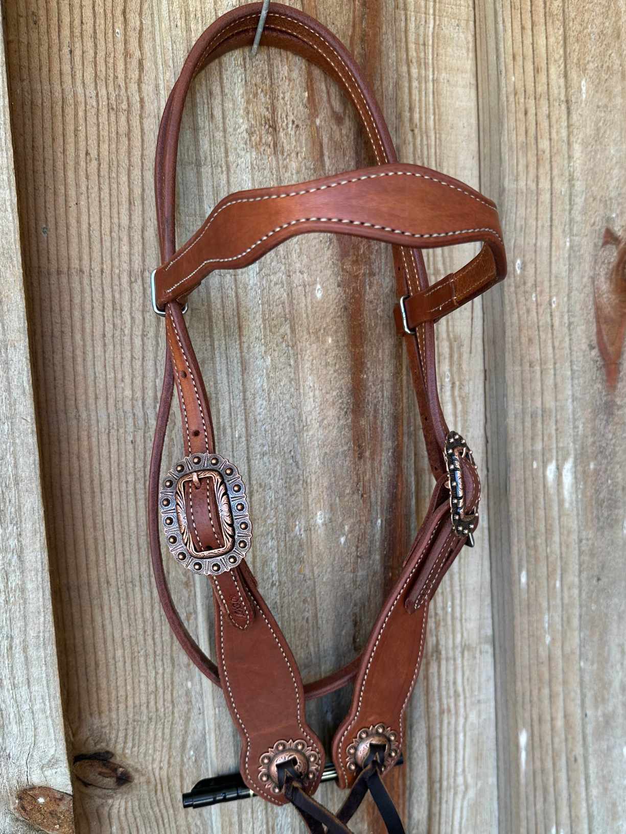 Western Bridle Show Browband  High Quality Oiled Leather USA Made