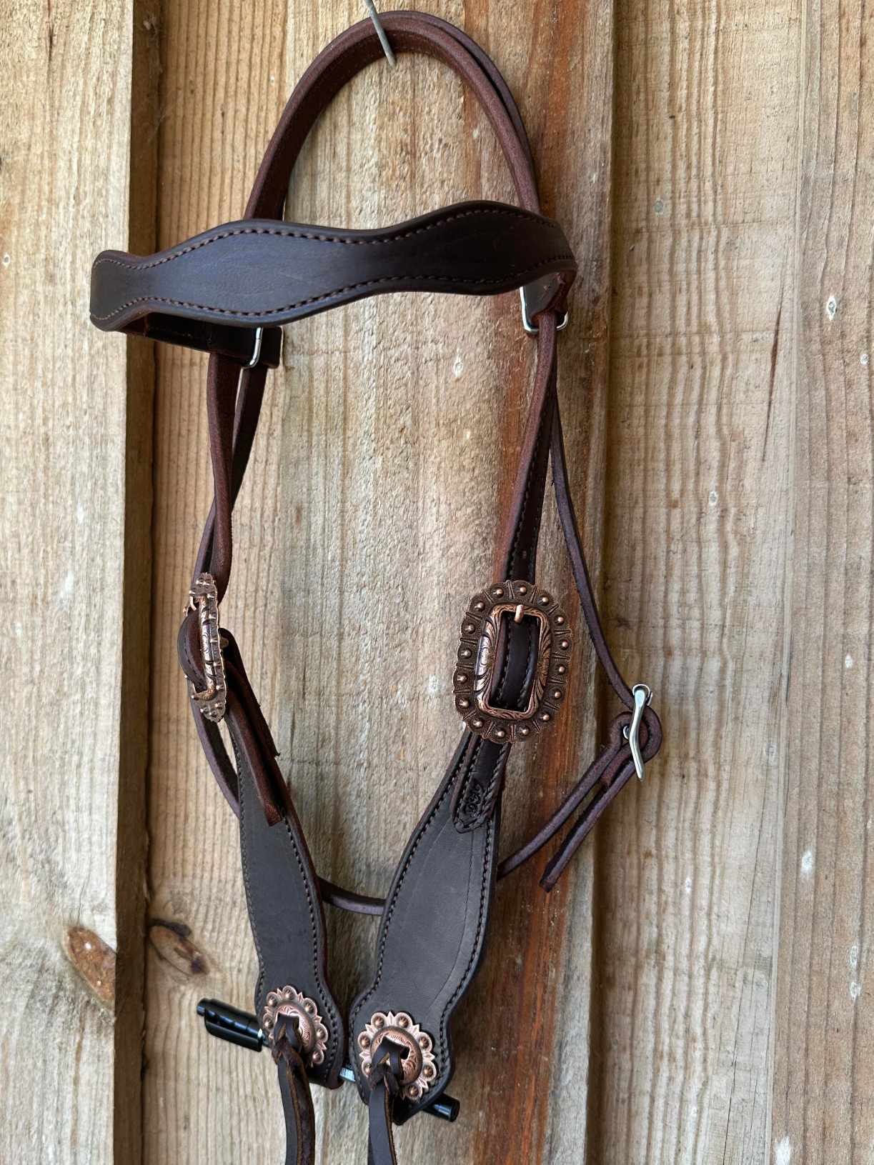 Western Bridle Show Browband  High Quality Oiled Leather USA Made